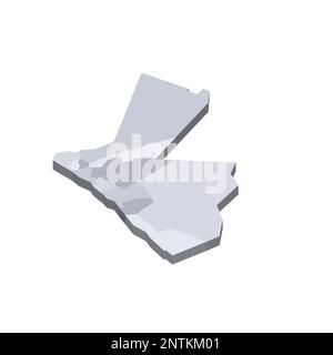 Jordanien politische Karte der Verwaltungseinheiten - Gouverneure. Isometrische 3D-Leervektorzuordnung in Grauschattierungen. Stock Vektor