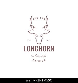 Savanna Tierhirsch Langhorn Pflanzenfresser Hipster Linien Art Logo Design Vektorsymbol Illustration Stock Vektor