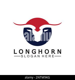 Logovorlage mit langem Horn, Vektordesign Stock Vektor