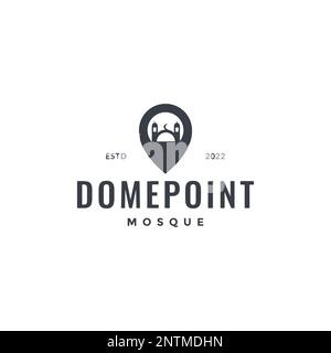 Moschee muslimische Gebete Kuppel Place Point Logo Design Vektorsymbol Illustration Stock Vektor