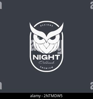 Kopf Eulen nächtliche Nacht Fokus geometrisches flaches Logo Design Vektorsymbol Illustration Stock Vektor