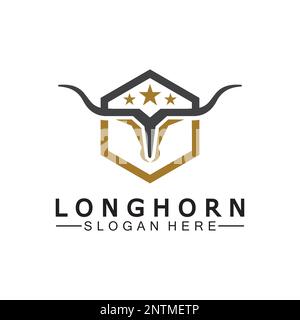 Logovorlage mit langem Horn, Vektordesign Stock Vektor