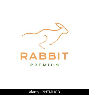 Hüpfendes Tiervieh Kaninchen seltene minimalistische Linien modernes Logo-Design-Symbol Vektordarstellung Stock Vektor