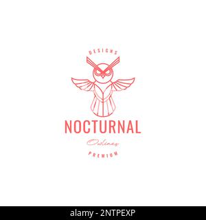 eagle Eulen fliegender nachtaktiver Tierfleischfresser geometrische Linien Logo-Symbol Vektordarstellung Stock Vektor