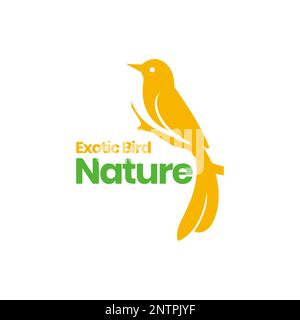 Vogel Elster lange Schwänze singen laute Wald isolierte moderne Logo-Design Vektorsymbol-Illustration Stock Vektor