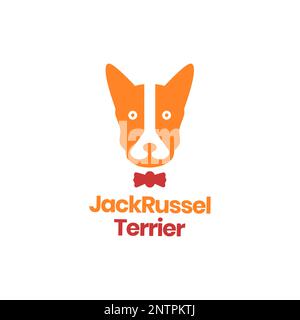 Gesichtsmaskottchen Haustiere Hund cool Jack russel Terrier Orange flaches Logo Design Vektorsymbol Illustration Stock Vektor