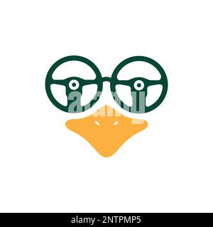 Lenkrad Entengesicht Tiergeflügel Schnabel Logo Vektorsymbol Abbildung Stock Vektor