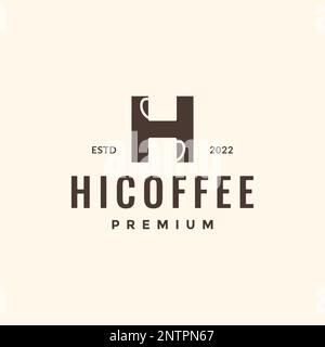 Vektorsymbol mit Buchstabe H und Tasse Kaffee Hipster Logo Stock Vektor