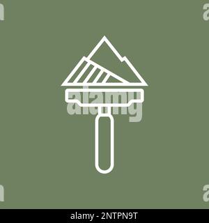 Rollermalerei Natur Berggipfel minimalistische Linie Logo Design Vektorsymbol Illustration Stock Vektor