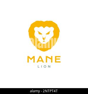 Head Animal Beast Savanna Little Löwenmane Maskottchen Fleischfresser Maskottchen Logo Vektor-Symbol Stock Vektor