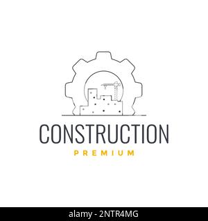Baumaschinen Dienstleistungen Kranbau Minimale Linie Logo Design Vektorsymbol Stock Vektor