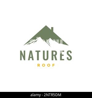 Dachhaus Natur Schornstein Berg Logo Design Vektorsymbol Stock Vektor