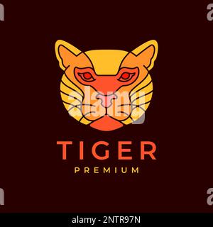 Tiertier Tigerkopf farbenfroher Vektor mit modernem, schlichtem Logo-Design Stock Vektor