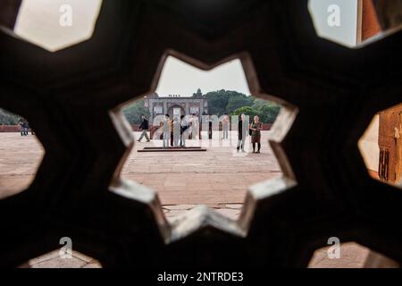 Ansicht-Fron innerhalb des Humayun Mausoleum, Delhi, Indien Stockfoto