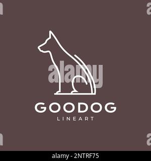 Tiertiere Hund Hündchen allein Linienart einfacher, moderner, minimalistischer Logovektor Stock Vektor