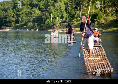 River-rafting auf dem Rio Grande, Jamaika. Stockfoto