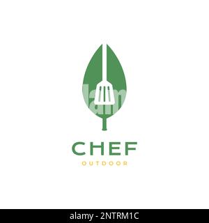 Veganer Koch hinterlässt Gemüsespachtel minimales Logo Symbol Vektordarstellung Stock Vektor