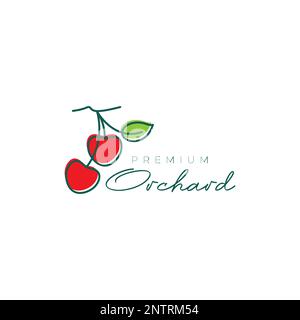 Frische Früchte rote Obstplantage süße Linien Kunst abstraktes Logo Design Symbol Vektordarstellung Stock Vektor