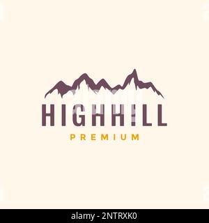 High Hill Stones Rock Mountain Peak einfaches Hipster Logo Vektorsymbol Stock Vektor