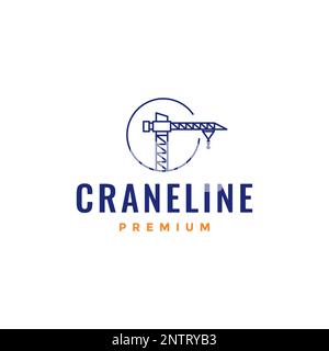 Baugewerbe Kran für Schwermaschinen minimales Linienlogo Design Vektorsymbol Stock Vektor