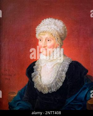 Caroline Herschel (1750-1848), in Deutschland geborene britische Astronomin, Schwester von Frederick William Herschel, Porträtmalerei in Öl von Melchior Gommar Tielemann, 1829 Stockfoto