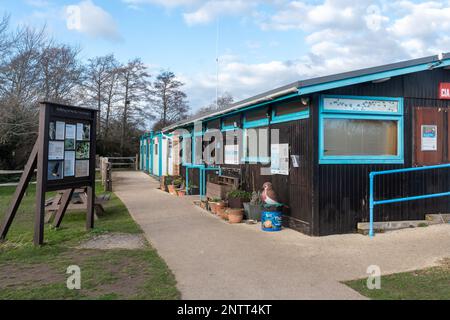 RSPB Pagham Harbour Naturschutzgebiet Besucherzentrum, West Sussex, England, Großbritannien Stockfoto