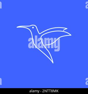 Tiervogel fliegende Schönheit Kolibri langer Schnabel minimalistische Linie Art Logo Design Vektorsymbol Illustration Stock Vektor