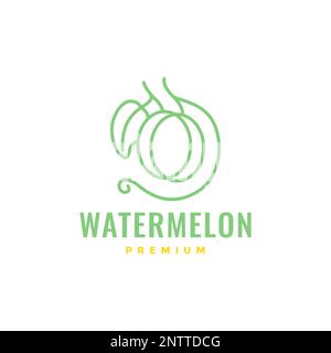 Frische Frucht Wassermelone hinterlässt Pflanzen minimalistische Linienart modernes Logo-Design-Vektor Stock Vektor