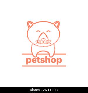 Süßes Maskottchen Cartoon Fat Cat Kätzchen Tierhandlung Haustiere Linie modernes Logo Design Vektor Stock Vektor