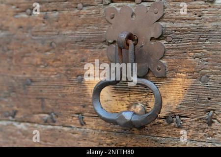 Altes Tor Zum Türklopfer Stockfoto