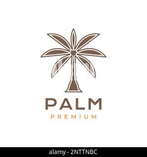 Eine Palme Kokospalmen flache Vintage-Vektor mit einfachem Logo Stock Vektor