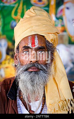 Sadhu (Heiliger), in der Nähe von Brahma-Tempel, Pushkar, Rajasthan, Indien Stockfoto