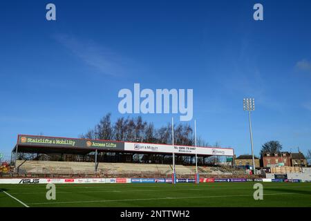 Wakefield, England - 15. Januar 2023 - Bauarbeiten am Be Well Stadion, Wakefield. Rugby League Reece Lyne Testimonal Match Wakefield Trinity Halifax Panthers im Be Well Support Stadium, Wakefield, Großbritannien - Stockfoto