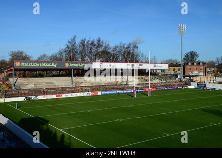 Wakefield, England - 15. Januar 2023 - Bauarbeiten am Be Well Stadion, Wakefield. Rugby League Reece Lyne Testimonal Match Wakefield Trinity Halifax Panthers im Be Well Support Stadium, Wakefield, Großbritannien - Stockfoto