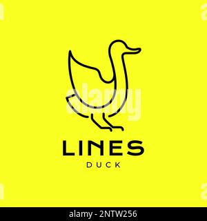 Tiergeflügel Ente fliegende Lebensmittel Kochlinie minimalistisches, modernes, sauberes geometrisches Logo-Design Stock Vektor