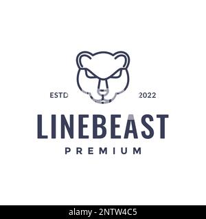 Tierbestie Gesicht Kopf Wald Tierfresser flache geometrische Linie Hipster Logo-Vektor Stock Vektor