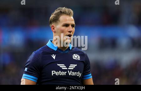 Paris, Frankreich, 26. Februar 2023. Schottlands Duhan van der Merwe während des Guinness Six Nations-Spiels im Stade de France, Paris. Kredit: Ben Whitley/Alamy Live News Stockfoto