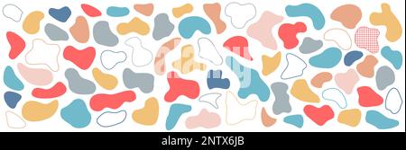 Set moderner Grafikelemente. Abstrakte Fleckform. Flüssige Elemente. Abstrakte Flüssigkeitsformen. Vektordarstellung Stock Vektor