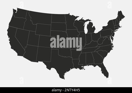 Karte der Vereinigten Staaten von Amerika. Stock Vektor