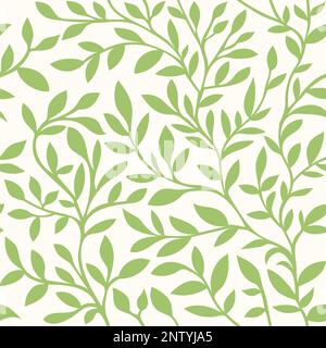 Nahtloses Muster grüner Blätter und Äste. Stock Vektor