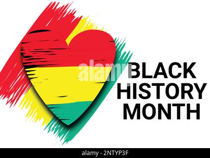Der Black History Month feiert. Vektordarstellung mit Herz und farbenfrohem Pinsel auf weißem Hintergrund. Stock Vektor