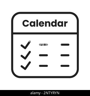 Kalenderkontur, Linearkalender, Schwarz-Weiß transparent, Zeit- und Datumssymbole Stock Vektor