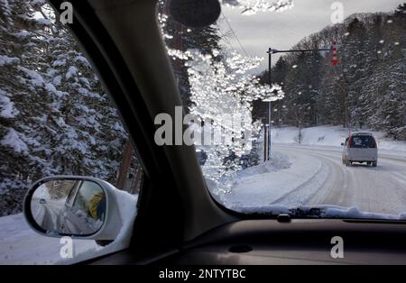 Route 240, Straße von Akan See nach Kushiro Stadt,, Hokkaido, Japan Stockfoto