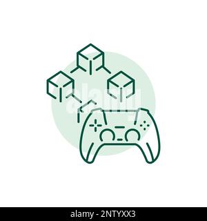 Symbol für die Farblinie des Blockchain-Spiels. Digitale Kryptografie. Piktogramm für Webseite. Stock Vektor