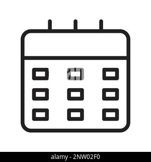 Kalenderkontur, Linearkalender, Schwarz-Weiß transparent, Zeit- und Datumssymbole Stock Vektor
