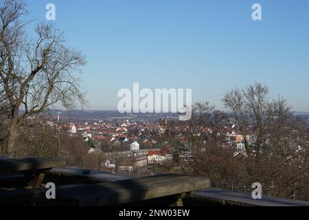 Ein Schloss in Europa namens Sparrenburg in Bielefeld, Luftaufzeichnung Bielefeld Stockfoto