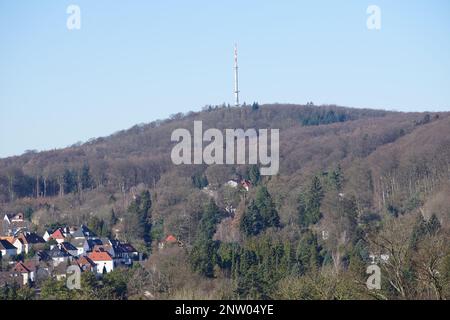 Ein Schloss in Europa namens Sparrenburg in Bielefeld, Luftaufzeichnung Bielefeld Stockfoto