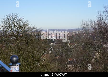 Ein Schloss in Europa namens Sparrenburg in Bielefeld, Luftaufzeichnung Bielefeld Stockfoto