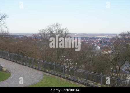 Ein Schloss in Europa namens Sparrenburg in Bielefeld, Luftaufzeichnung Bielefeld Stockfoto