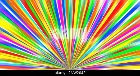 Farbenfrohe helle sternenförmige Rainbow-Strahlen abstraktes Weihnachtsbanner Hintergrunddesign-Element. Stockfoto